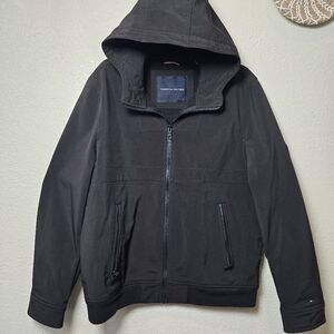 Tommy Hilfiger Men's Black Hooded Windbreaker Size Large